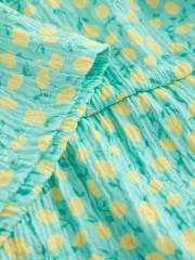 Teal Lemon Print Strappy Crinkle Summer Dress (3-16yrs) - Image 6 of 7