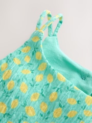 Teal Lemon Print Strappy Crinkle Summer Dress (3-16yrs) - Image 7 of 7