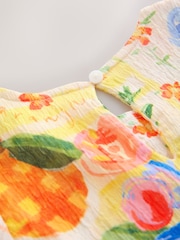 ألوان متعددة شكل استوائي - Angel Sleeve Crinkle Dress (3-16yrs) - صورة 8 من 8