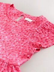 وردي زهور - Angel Sleeve Crinkle Dress (3-16yrs) - صورة 7 من 7