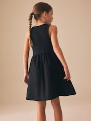 Negru - Rochie fără mâneci din amestec de jerseu și țesătură (3-16ani) - Imaginea 3 din 7