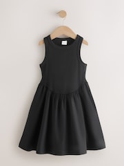 Negru - Rochie fără mâneci din amestec de jerseu și țesătură (3-16ani) - Imaginea 4 din 7