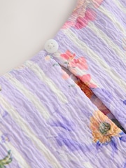 أرجواني فاتح زهور - Angel Sleeve Crinkle Dress (3-16yrs) - صورة 7 من 7