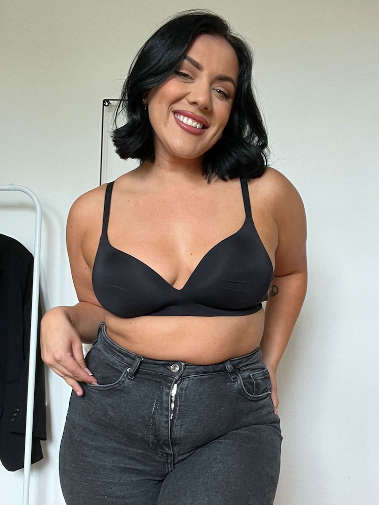 Boux Avenue Non Wired Comfort Microfibre Plunge Black Bra - Image 5 of 5