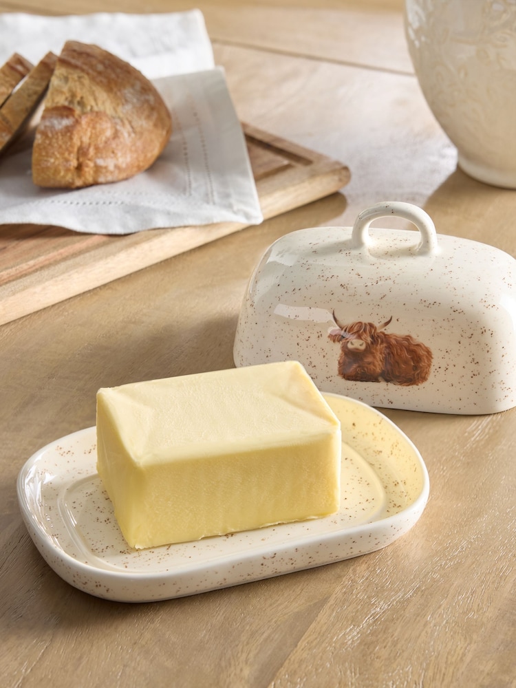 Natural Hamish The Highland Cow Speckle Butter Dish - Image 2 of 5 Natural Hamish The Highland Cow Speckle Butter Dish - Image 2 of 5