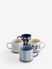 Set of 4 Blue Alice Floral Stacking Mugs - Image 1 of 1