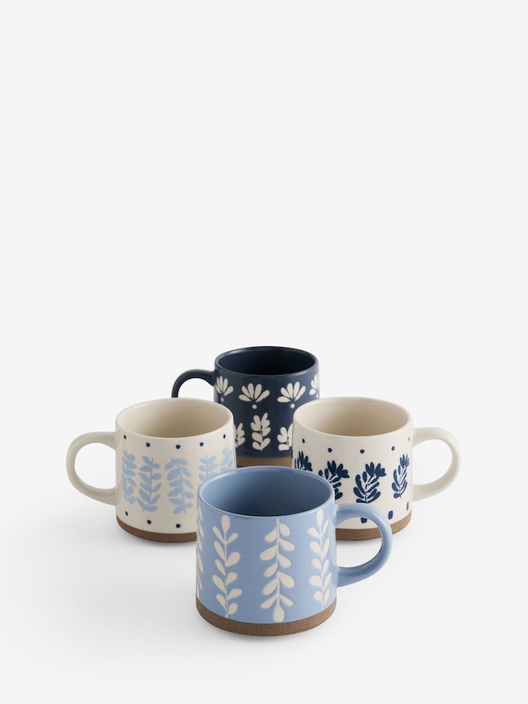 Set of 4 Blue Alice Floral Stacking Mugs - Image 1 of 1