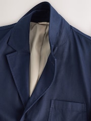 Navy Relaxed Fit Cotton Lyocell Blend Suit Jacket - Image 10 of 13
