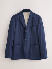 Navy Relaxed Fit Cotton Lyocell Blend Suit Jacket - Image 8 of 13