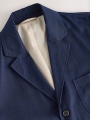 Navy Relaxed Fit Cotton Lyocell Blend Suit Jacket - Image 9 of 13