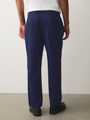 Navy Relaxed Fit Cotton Lyocell Blend Suit Trousers - Image 4 of 11