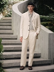 Ecru Relaxed Fit Cotton Lyocell Blend Suit Trousers - Image 3 of 10