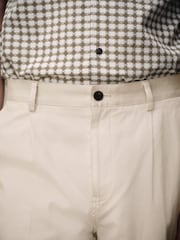 Ecru Relaxed Fit Cotton Lyocell Blend Suit Trousers - Image 4 of 10