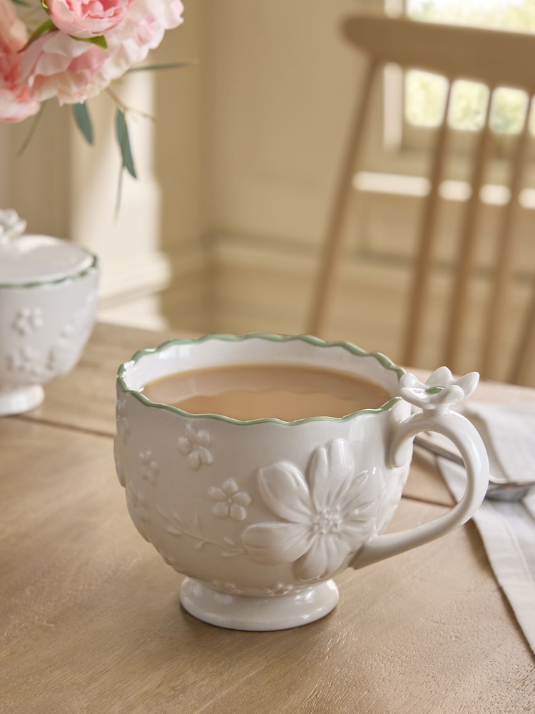 Natural Rosa Floral Teacup - Image 1 of 3