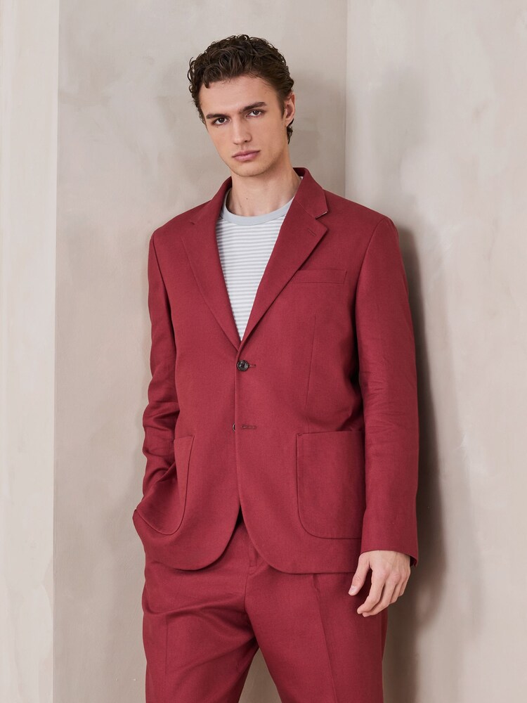 rdeča - Jakna sproščenega kroja iz lanene mešanice - Slika 1 iz 10