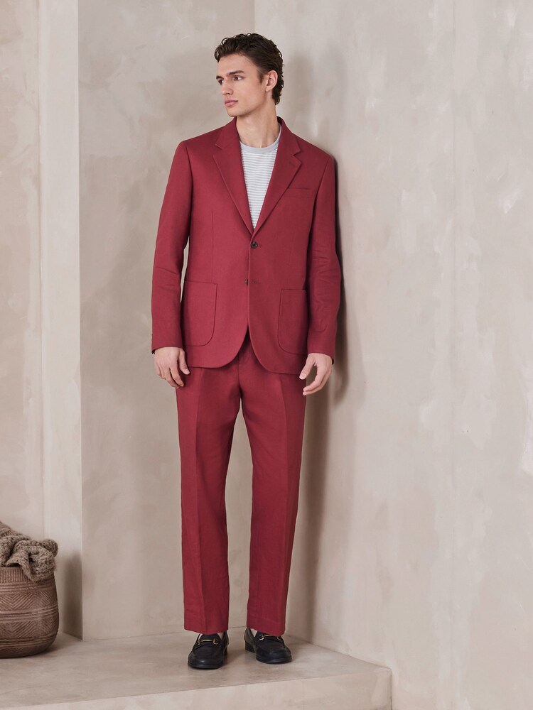 rdeča - Jakna sproščenega kroja iz lanene mešanice - Slika 2 iz 10