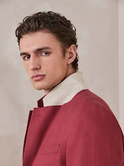 rdeča - Jakna sproščenega kroja iz lanene mešanice - Slika 4 iz 10