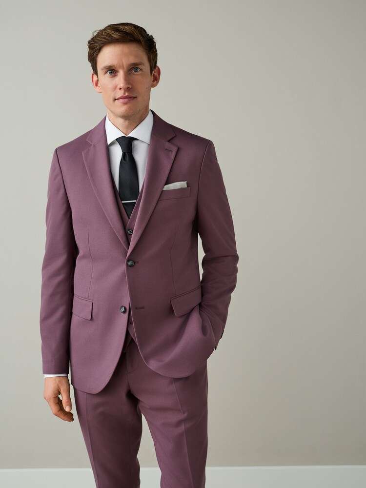Lilac Purple Slim Fit Textured Suit Jacket - Image 1 of 10