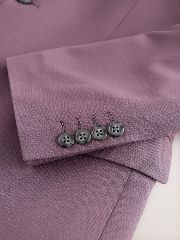 Lilac Purple Slim Fit Textured Suit Jacket - Image 10 of 10