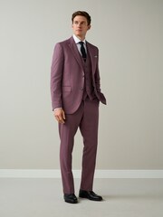 Lilac Purple Slim Fit Textured Suit Jacket - Image 2 of 10