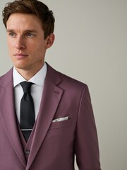 Lilac Purple Slim Fit Textured Suit Jacket - Image 4 of 10