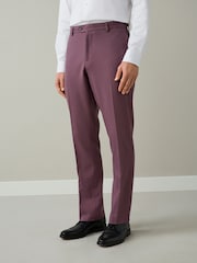 Lilac Purple Slim Fit Textured Suit Trousers - Image 1 of 9