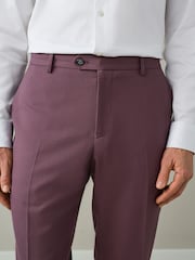 Lilac Purple Slim Fit Textured Suit Trousers - Image 4 of 9