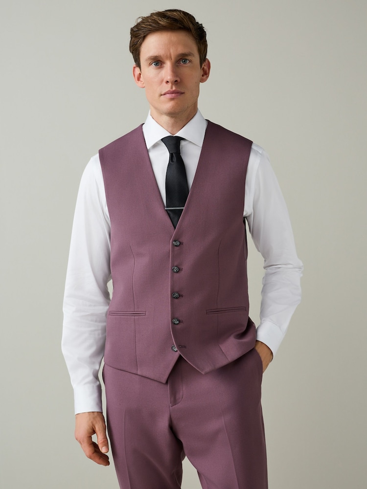 Lilac Purple Textured Suit Waistcoat - Image 1 of 8
