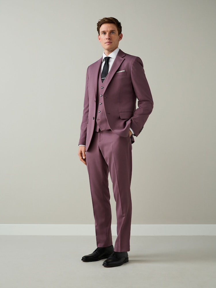 Lilac Purple Textured Suit Waistcoat - Image 2 of 8