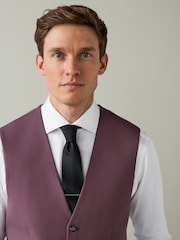 Lilac Purple Textured Suit Waistcoat - Image 4 of 8