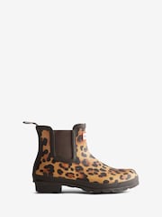 Hunter Brown Original Chelsea Leopard Print Boots - Image 1 of 4