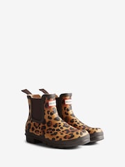 Hunter Brown Original Chelsea Leopard Print Boots - Image 2 of 4