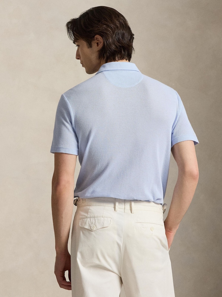 Polo Ralph Lauren Blue Wimbledon Short Sleeve Classic Fit Cotton Mesh Polo Shirt - Image 2 of 5