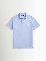 Polo Ralph Lauren Blue Wimbledon Short Sleeve Classic Fit Cotton Mesh Polo Shirt - Image 5 of 5