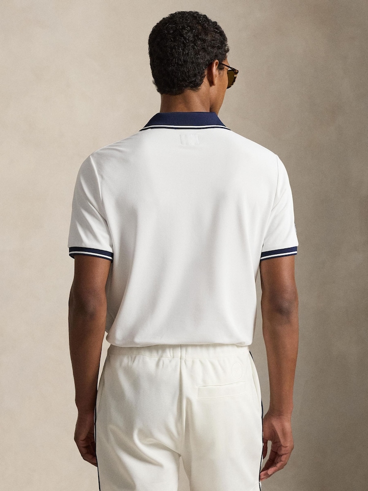 Polo Ralph Lauren Ceramic White Wimbledon Short Sleeve Custom Fit Performance Pique Polo Shirt - Image 2 of 3