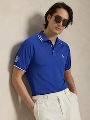 Polo Ralph Lauren Blue Wimbledon Short Sleeve Custom Fit Performance Pique Polo Shirt - Image 1 of 5