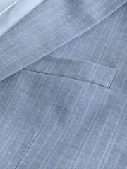 Chambray Blue Slim Fit Stripe Suit Jacket - Image 11 of 12
