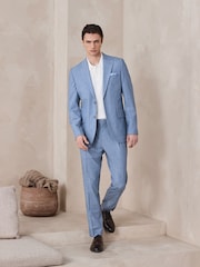 Chambray Blue Slim Fit Stripe Suit Jacket - Image 2 of 12