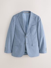 Chambray Blue Slim Fit Stripe Suit Jacket - Image 8 of 12