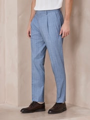 Chambray blau - Gestreifter Slim Fit-Anzug: Hose - Bild 1 von 10