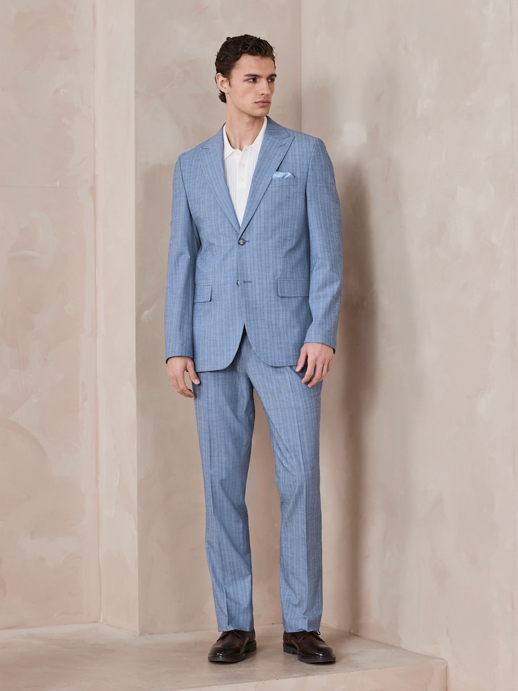 Chambray blau - Gestreifter Slim Fit-Anzug: Hose - Bild 2 von 10 Chambray blau - Gestreifter Slim Fit-Anzug: Hose - Bild 2 von 10