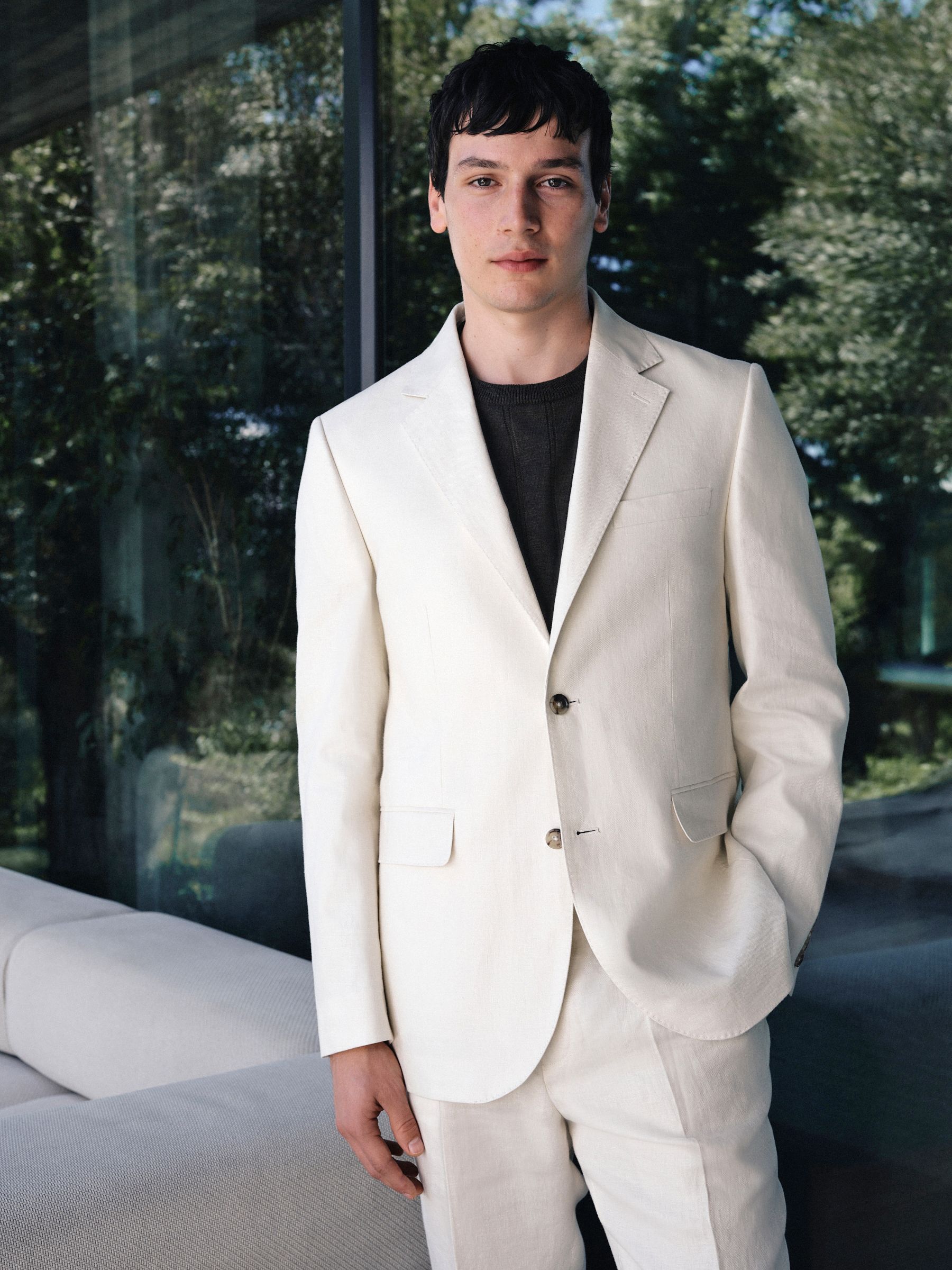 Buy Ecru N.Premium Tailored Fit 100% Linen Suit Jacket from Next