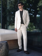 Ecru N.Premium Tailored Fit 100% Linen Suit Trousers - Image 3 of 11