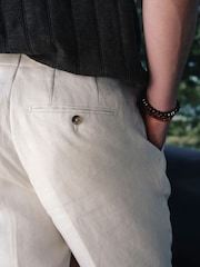 Ecru N.Premium Tailored Fit 100% Linen Suit Trousers - Image 4 of 11