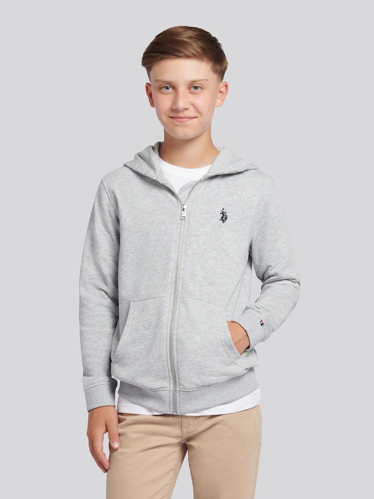 U.S. Polo Assn. Grey Double Horsemen Zip Hoodie - Image 1 of 9 U.S. Polo Assn. Grey Double Horsemen Zip Hoodie - Image 1 of 9