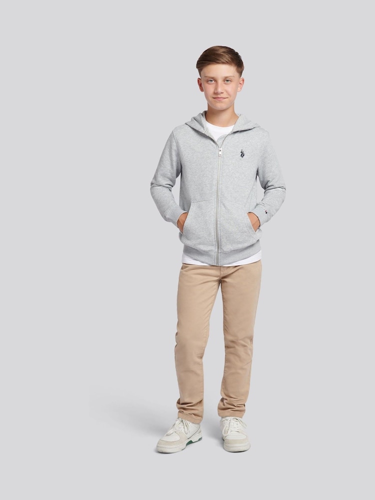 U.S. Polo Assn. Grey Double Horsemen Zip Hoodie - Image 2 of 9 U.S. Polo Assn. Grey Double Horsemen Zip Hoodie - Image 2 of 9