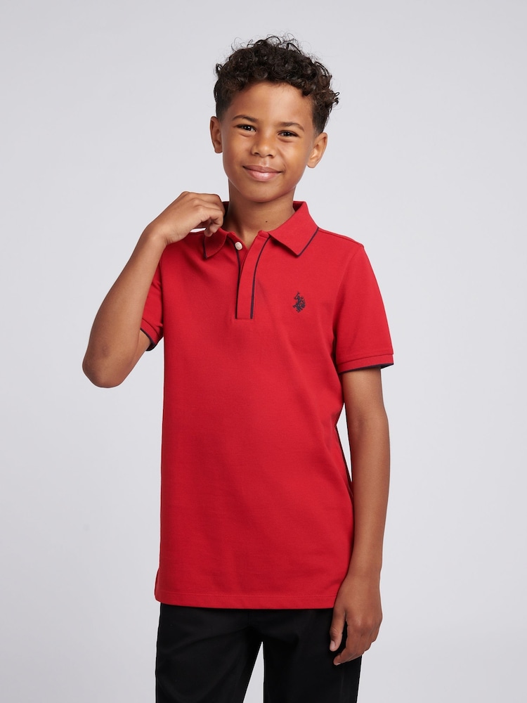 U.S. Polo Assn. Red Boys Piped Pique Polo Shirt - Image 1 of 7 U.S. Polo Assn. Red Boys Piped Pique Polo Shirt - Image 1 of 7