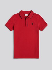 U.S. Polo Assn. Red Boys Piped Pique Polo Shirt - Image 5 of 7