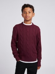 Morado - U.S. Polo Assn. Boys Cable Knit Crew Jumper - Imagen 1 de 7