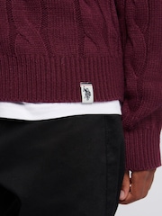 Morado - U.S. Polo Assn. Boys Cable Knit Crew Jumper - Imagen 2 de 7